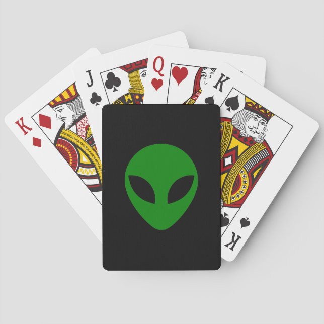 Green Alien Head Playing Cards (Back)