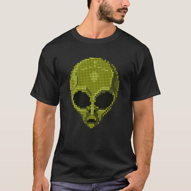 Green Alien Head T-Shirt – Futuristic & Cosmic Sty (Front)