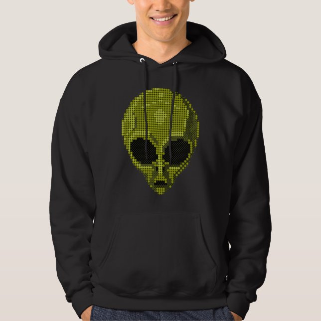 Green Alien Head T-Shirt Hoodie (Front)