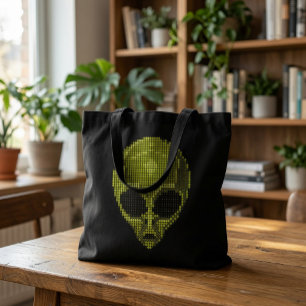 Green Alien Head Tote Bag