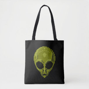 Green Alien Head Tote Bag