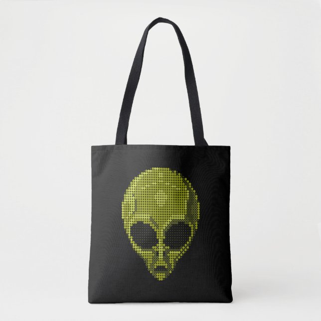 Green Alien Head Tote Bag (Front)