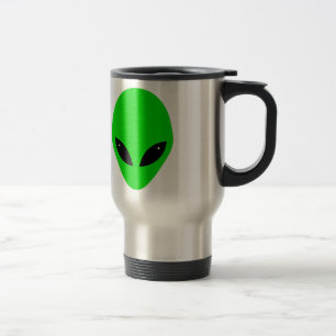 Green Alien Head Travel Mug