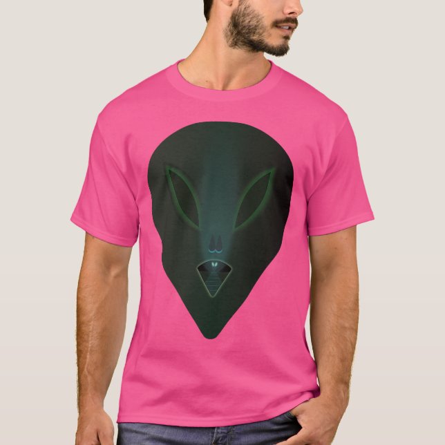 Green Alien Head With Alien Inside T-Shirt (Front)