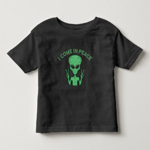 Green Alien I Come In Peace Extraterrestrial UFO Toddler T-Shirt