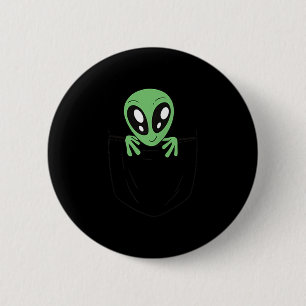 Green Alien In A Pocket Funny Sci Fi Graphic 6 Cm Round Badge