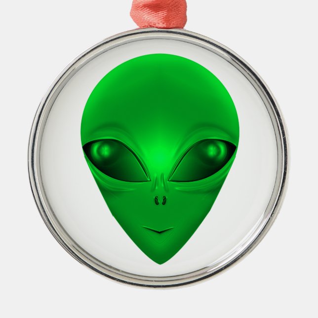GREEN ALIEN METAL TREE DECORATION (Front)