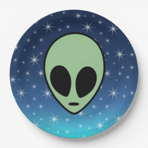 Green Alien Paper Plate
