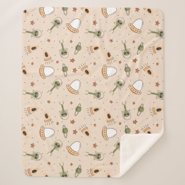 Green Alien Sherpa Blanket (Front)