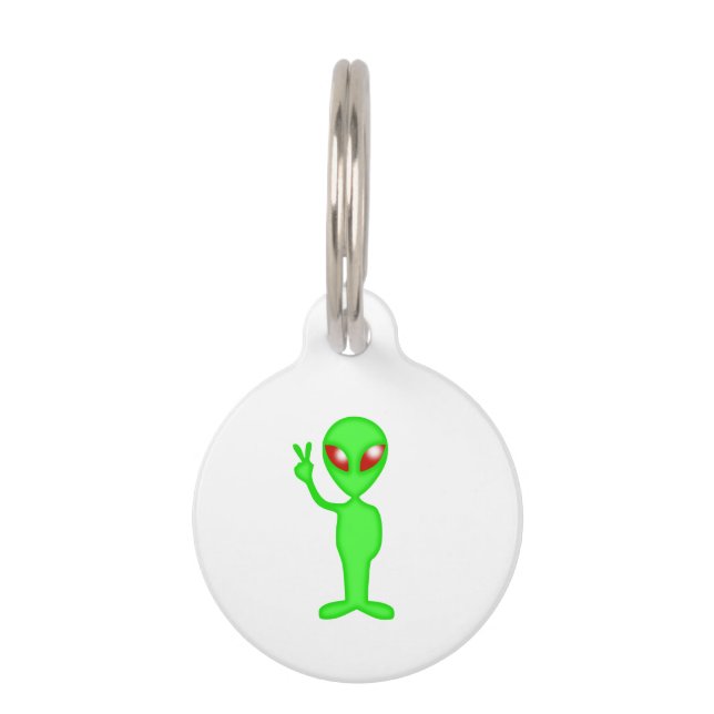 Green alien silhouette pet tag (Front)
