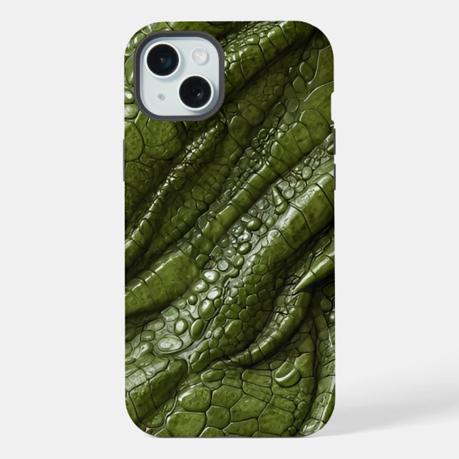 Green Alligator Crocodile Dragon Snake Leather iPhone Case (Back)