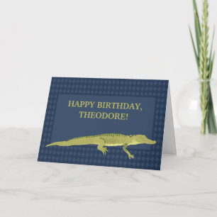 Green Alligator Graphic Personalised Birthday Card