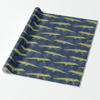 Green Alligator Navy Blue Patterned