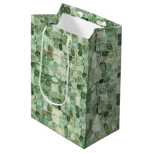 Green Alligator Print Birthday Medium Gift Bag (Front Angled)