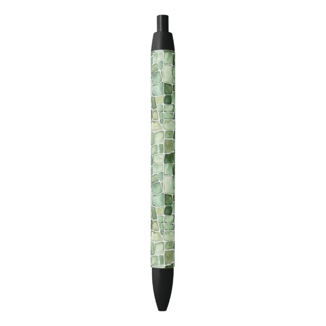 Green Alligator Print     Black Ink Pen (Front Vertical)