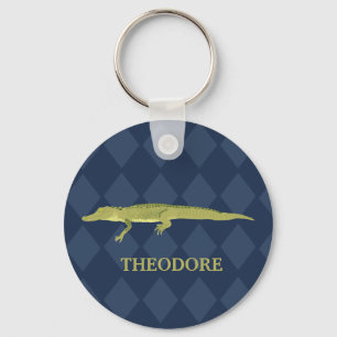 Green Alligator Realistic Graphic Personalised Key Ring
