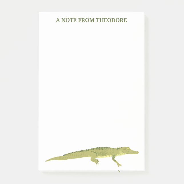 Green Alligator Realistic Graphic Personalised Post-it Notes (Front)