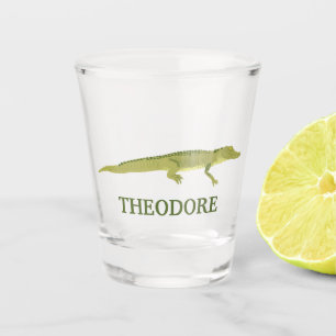 Green Alligator Realistic Graphic Personalised Shot Glass