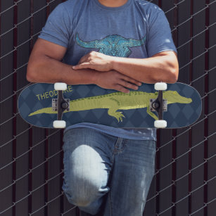 Green Alligator Realistic Graphic Personalised Skateboard