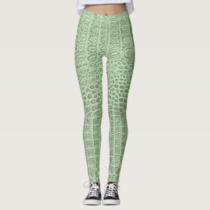 Green Alligator Skin Print Leggings & Yoga Pants