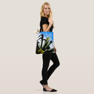 Green Aloe Plant with Bright Blue Sky Tote Bag