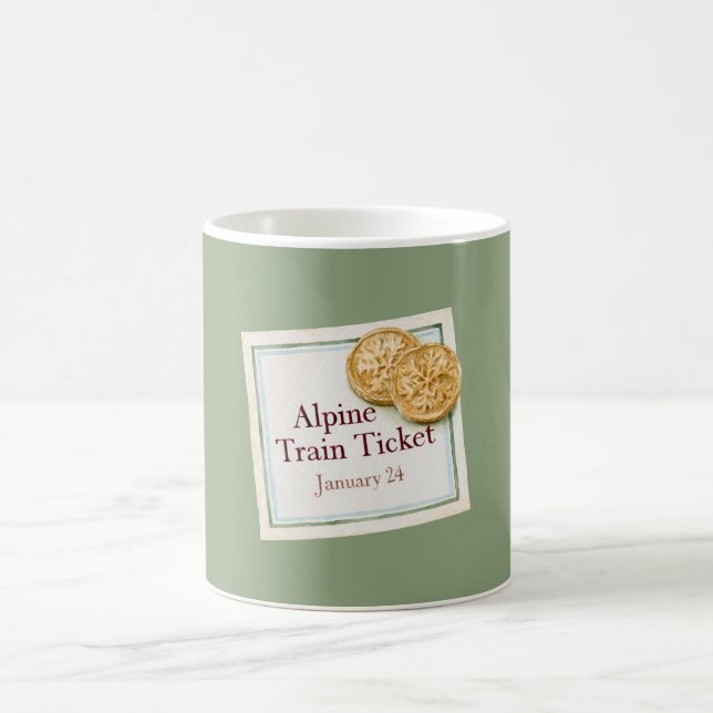 Green Alpine Train Ticket Coffee Mug (Center)
