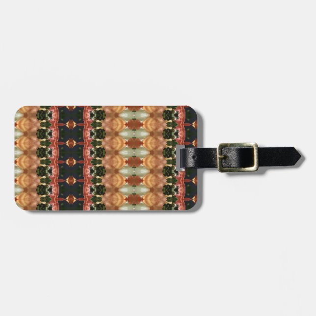 Green & Amber Ikat 4 Luggage Tag (Front Horizontal)