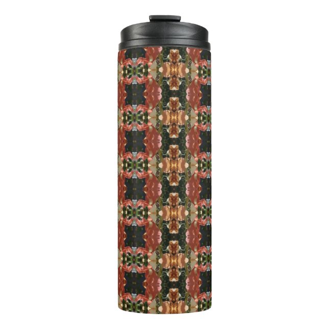 Green & Amber Ikat Pouf Thermal Tumbler (Front)