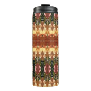Green & Amber Ikat Too Thermal Tumbler