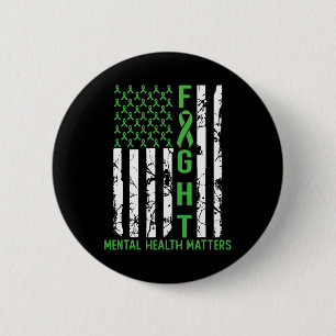 Green American Flag Usa Mental Health Problems  6 Cm Round Badge