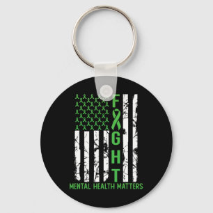 Green American Flag Usa Mental Health Problems  Key Ring