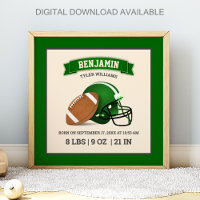 Green American Football Helmet Baby Birth Stats