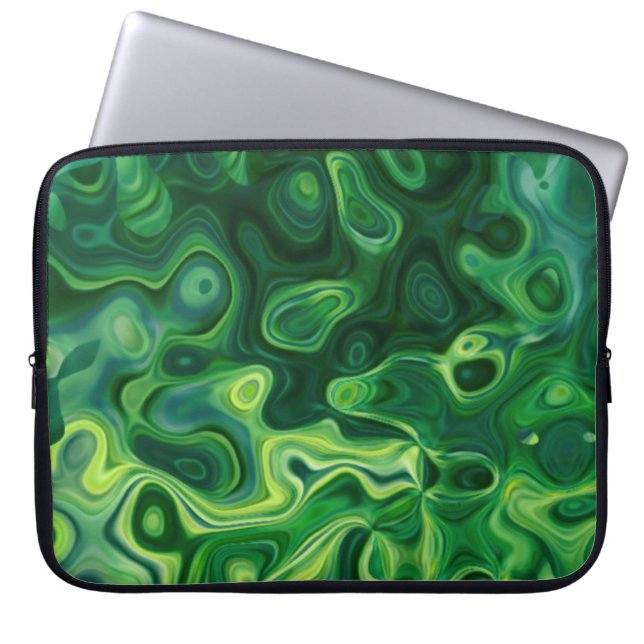Green Amoeba Pattern Abstract Art Laptop Sleeve (Front)