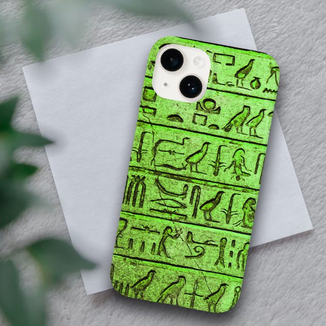 Green Ancient Egyptian Hieroglyphs iPhone 14 Case (Creator Uploaded)