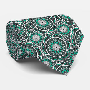 Green ancient Islamic mandala pattern Tie