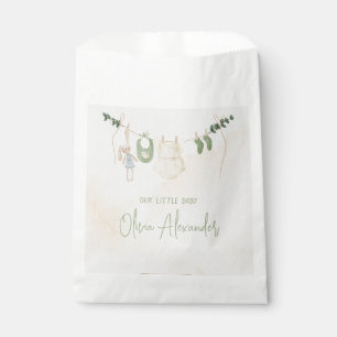 Green and Beige Delicate Watercolor Baby Shower Favour Bags