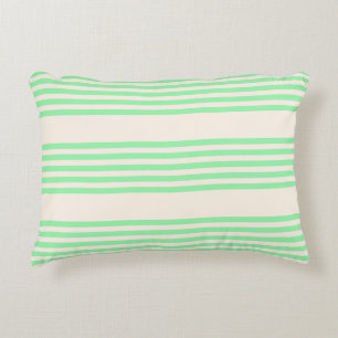 Green and beige five stripes pattern decorative cushion