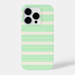 Green and beige five stripes pattern iPhone 14 pro case