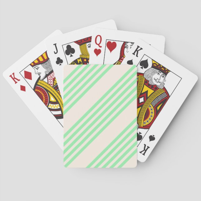 Green and beige five stripes pattern playing cards (Back)