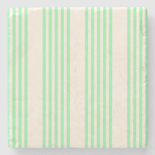 Green and beige five stripes pattern stone coaster