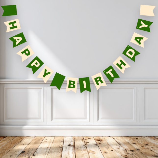 Green and Beige Happy Birthday Bunting (Creator Uploaded)