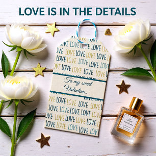 Green and Beige  Loving Hearts Gift Tags