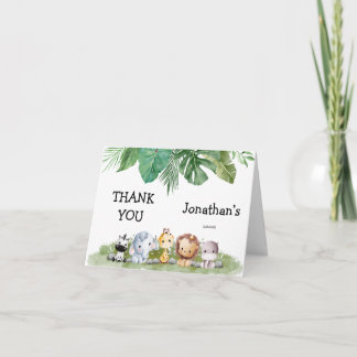 Green and beige safari wild one Birthday Thank You Card