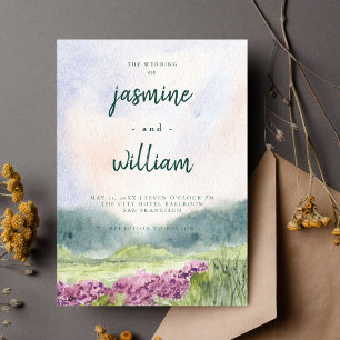 Green and Beige Watercolor Wedding Invitation