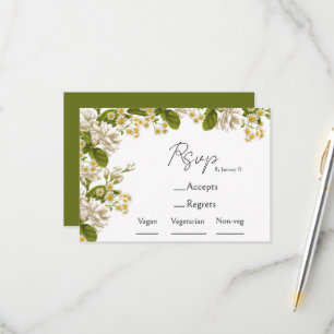 Green and beige wedding meal choice & rsvp card