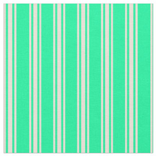 Green and Bisque Coloured Lined Pattern Fabric