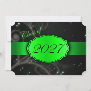 Green and Black 2027 Graduation Invitation