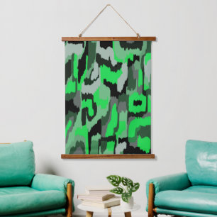 Green and Black Abstract Art Hanging Tapestry