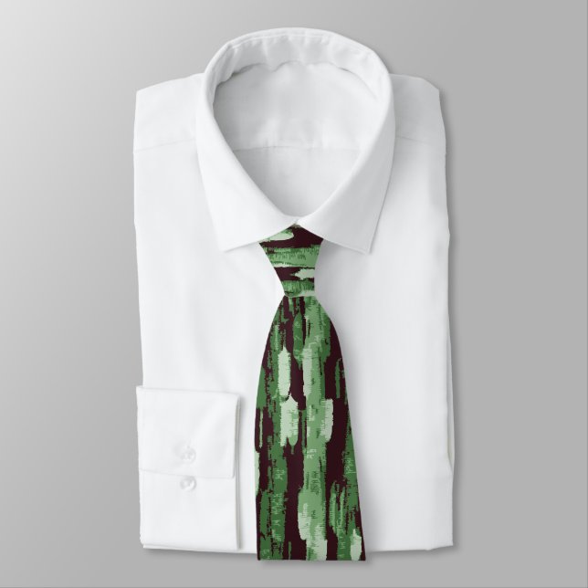 Green and Black Abstract Necktie (Tied)