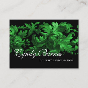 Green and Black Acanthus Scroll Business Card